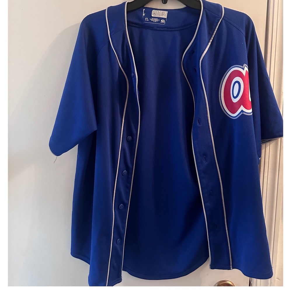True Fan Atlanta Braves MLB Baseball Jersey Blue Mens Medium RN77386